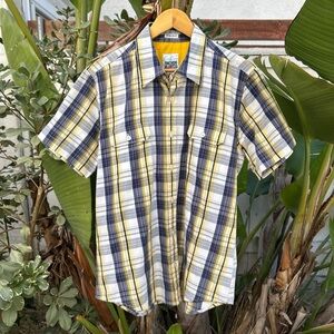 Vintage 2000s Anchor Blue Plaid Button Down Shirt Men’s M Slim Fit